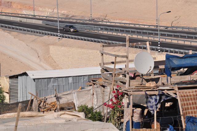 Jahalin Bedouin Village overlooking highway
