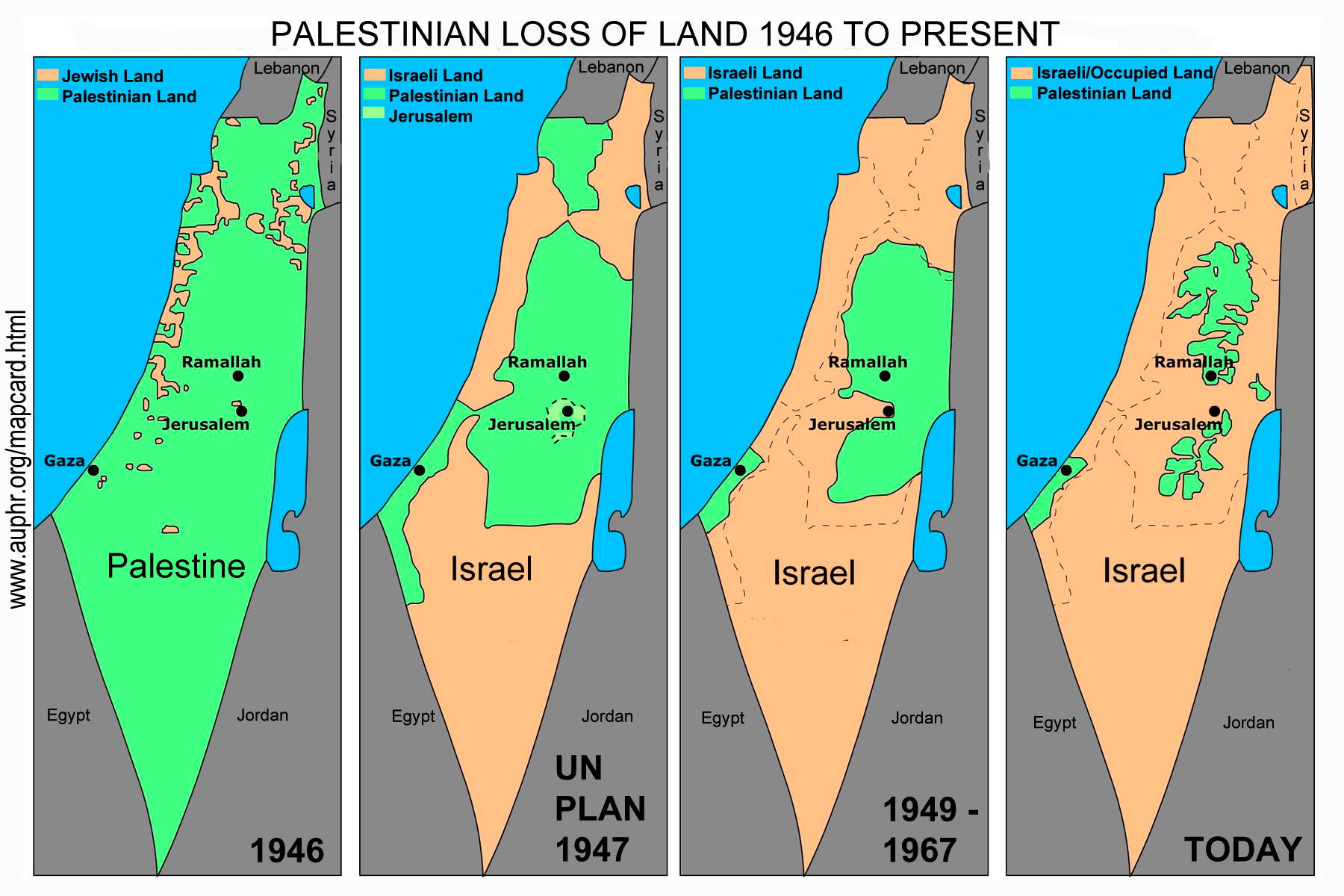 Map Card Of Disappearing Palestine